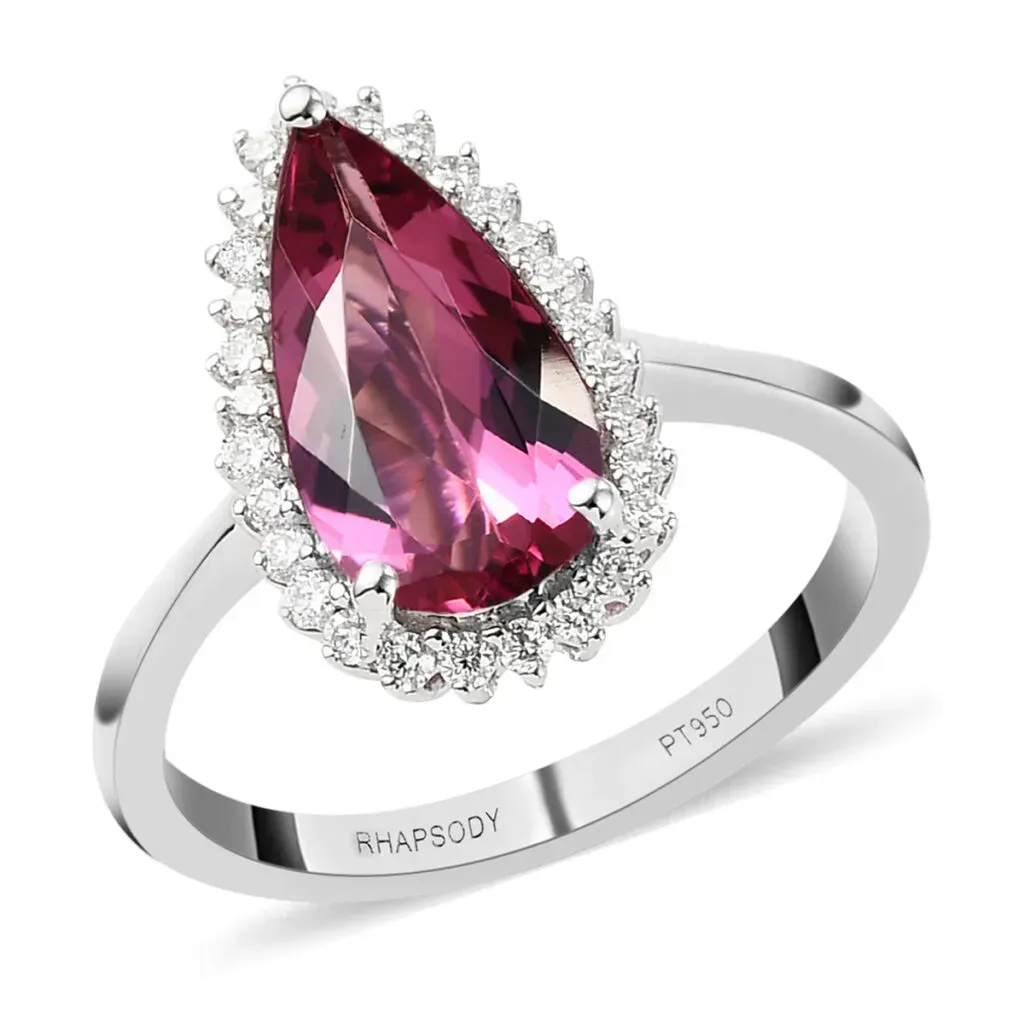 RHAPSODY 950 Platinum AAAA Ouro Fino Rubellite Solitaire Ring 4.15 Grams 1.10 ctw