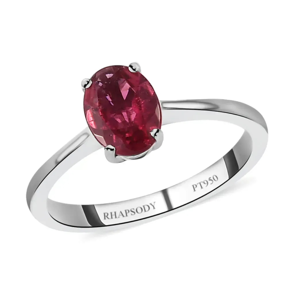 RHAPSODY 950 Platinum AAAA Ouro Fino Rubellite Solitaire Ring 4.15 Grams 1.10 ctw