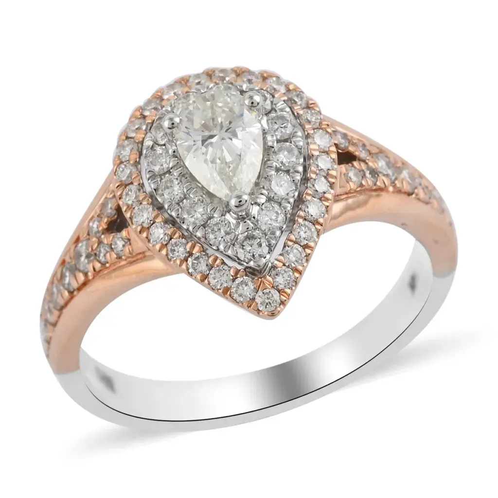 14K White Rose Gold G-H I1 Diamond Ring 6.70 Grams 1.00 ctw