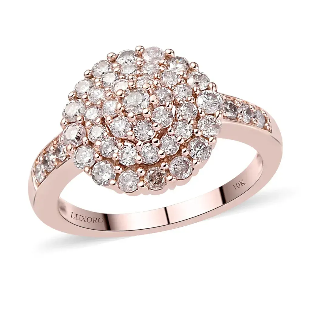 LUXORO 10K Rose Gold Natural Pink Diamond Cluster Ring 3.85 Grams 1.00 ctw