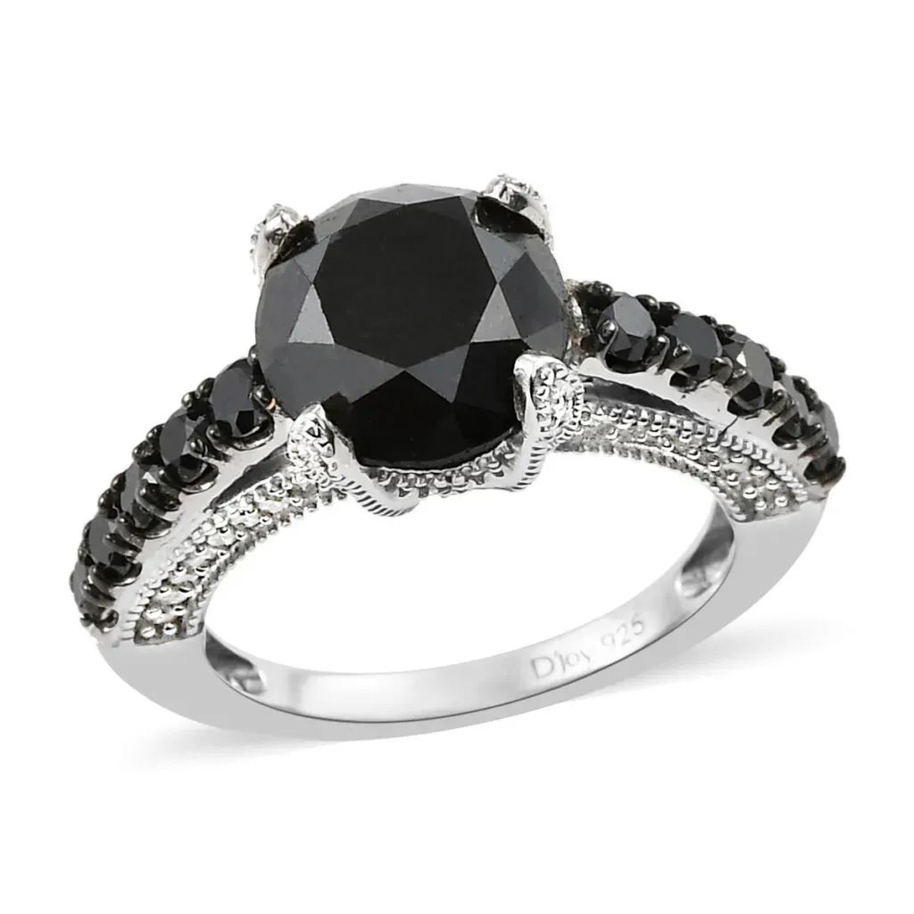 Black Diamond and Diamond Ring in Rhodium and Platinum Over Sterling Silver 5.00 ctw