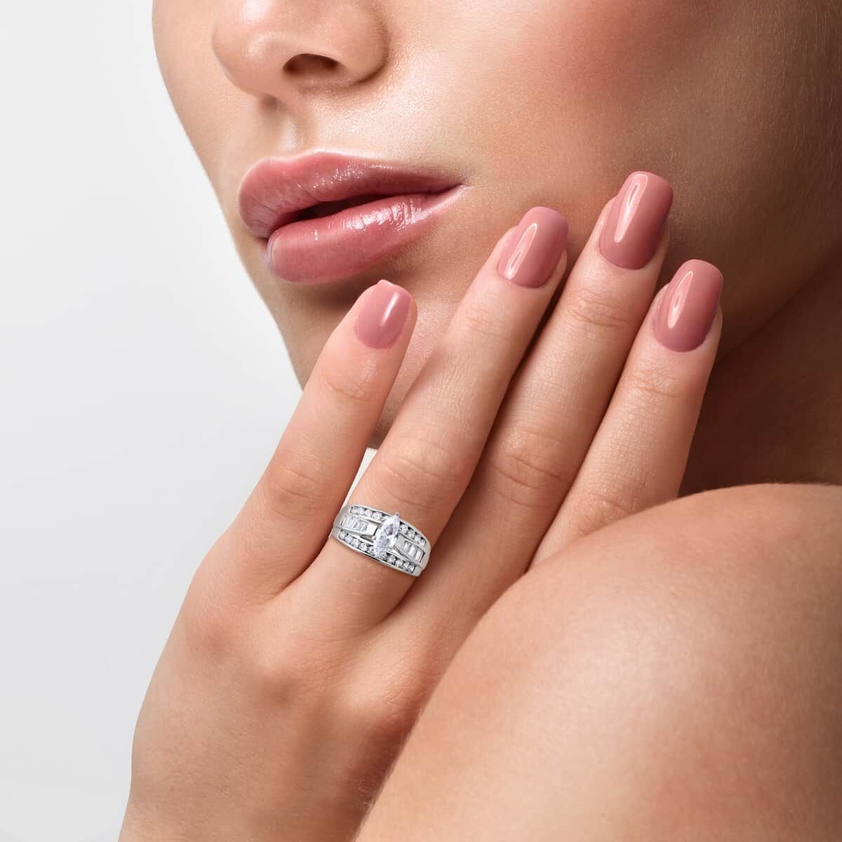 Simulated Diamond Ring in Sterling Silver, Fashion Rings For Women 4.65 ctw
