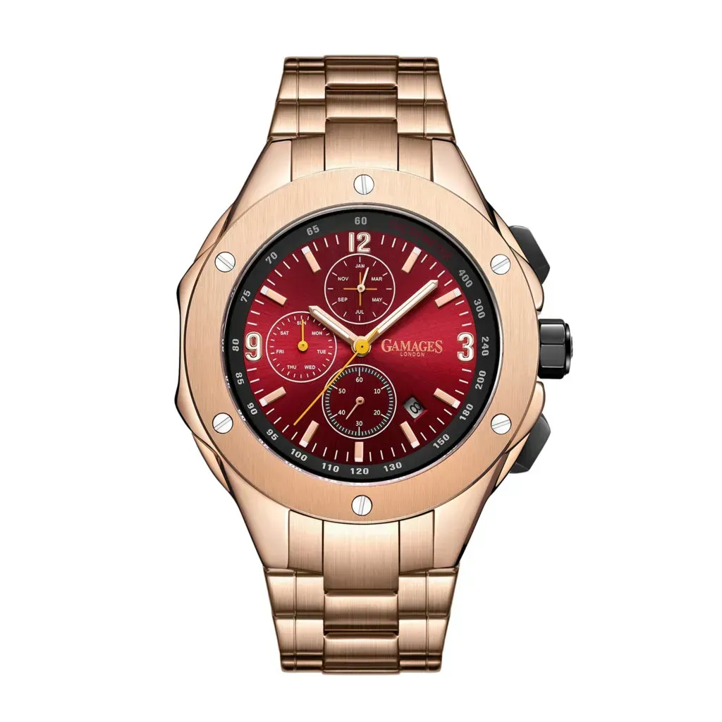 GAMAGES OF LONDON Limited Edition Hand Assembled Synergy Automatic Movement Watch in ION Plated RG Stainless Steel (50mm)
