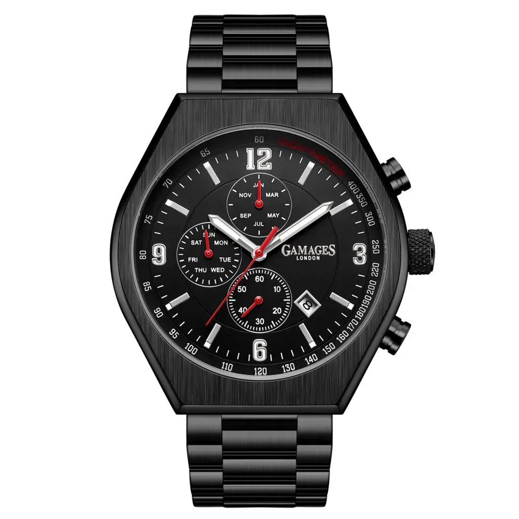 GAMAGES OF LONDON Limited Edition Hand Assembled Enterprise Automatic Movement Watch in ION Plated Black Over Stainless Steel (45mm)