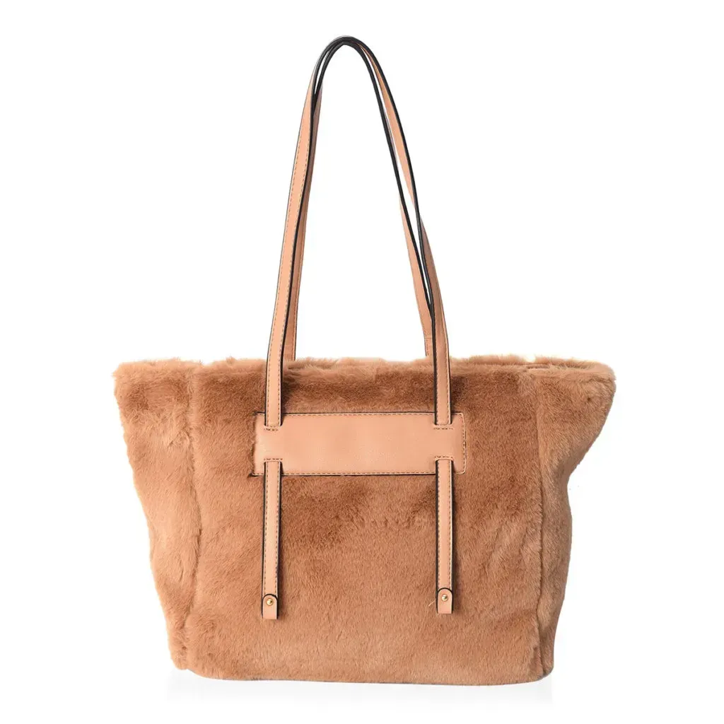 Brown faux fur handbag. 