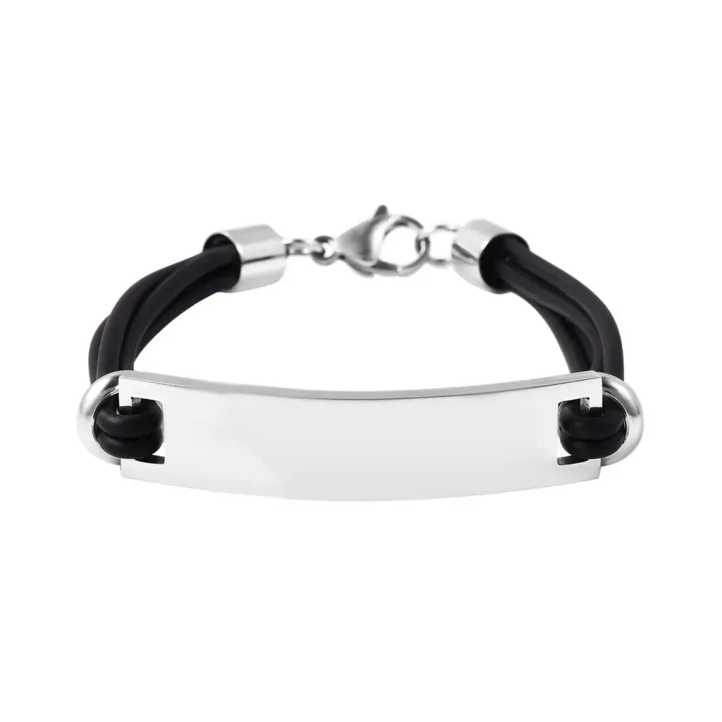 Personalized Resin Bracelet in Silicon Leather and Stainless Steel (7.00 In)