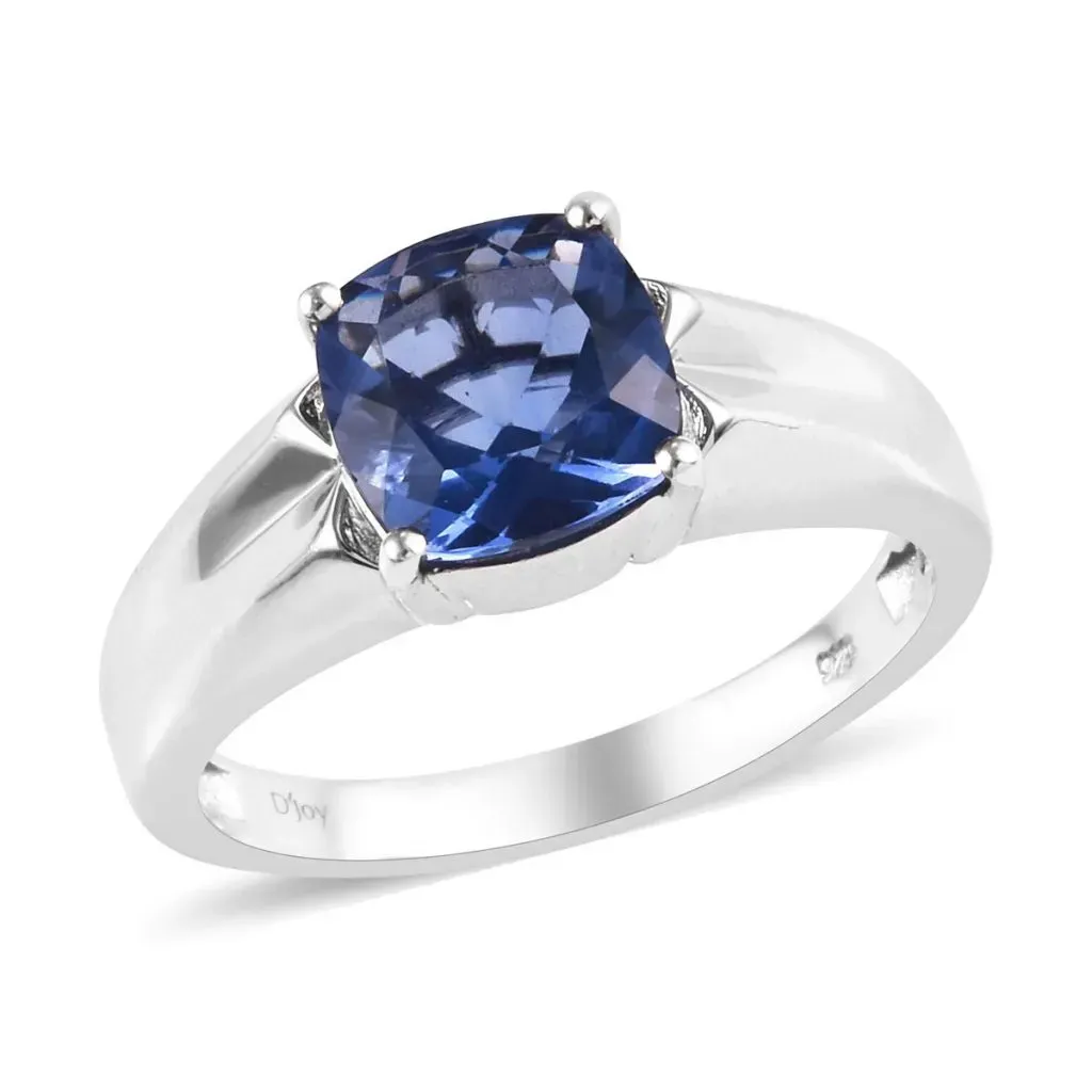 Color Change Fluorite Men's Ring in Platinum Over Sterling Silver