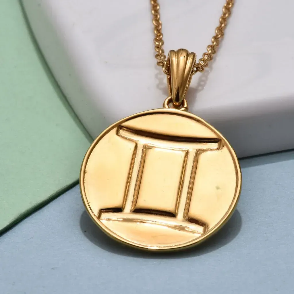 Gemini Zodiac Pendant Necklace in Vermeil Yellow Gold Over Sterling Silver