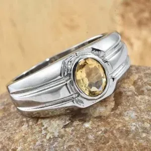 Citrine solitaire men's ring. 