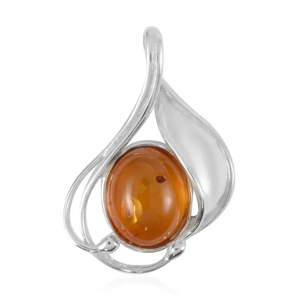 Baltic Amber Pendant in Sterling Silver