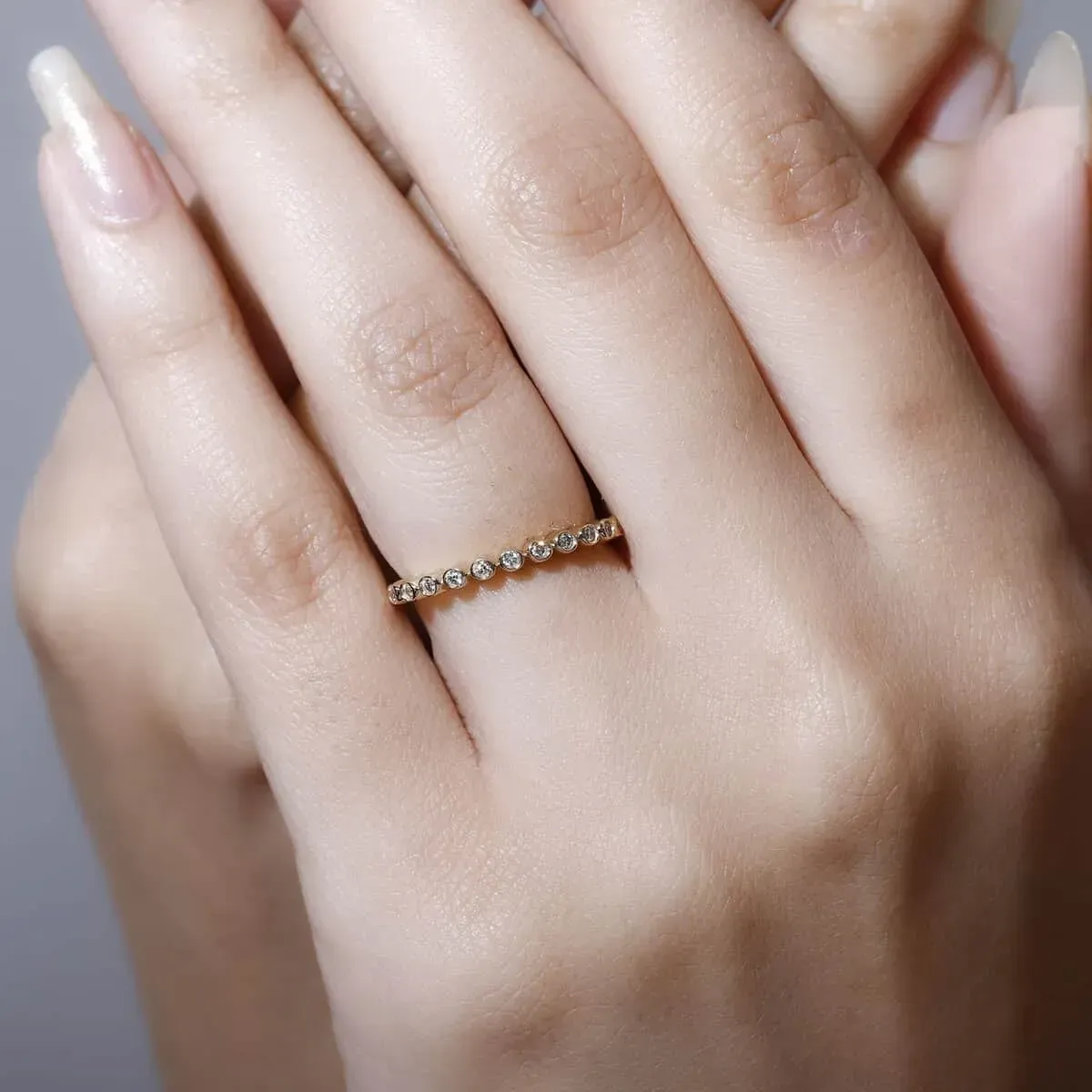 Iliana 18K Yellow Gold G-H SI1 Diamond Half Eternity Band Ring 0.15 ctw