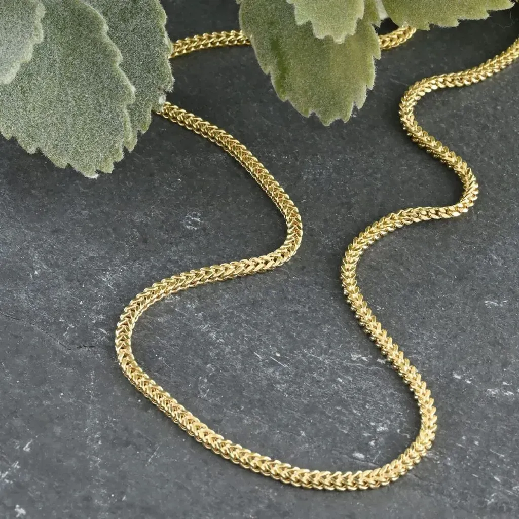10K Yellow Gold 1.8mm Fancy Palma Necklace 24 Inches 4.80 Grams