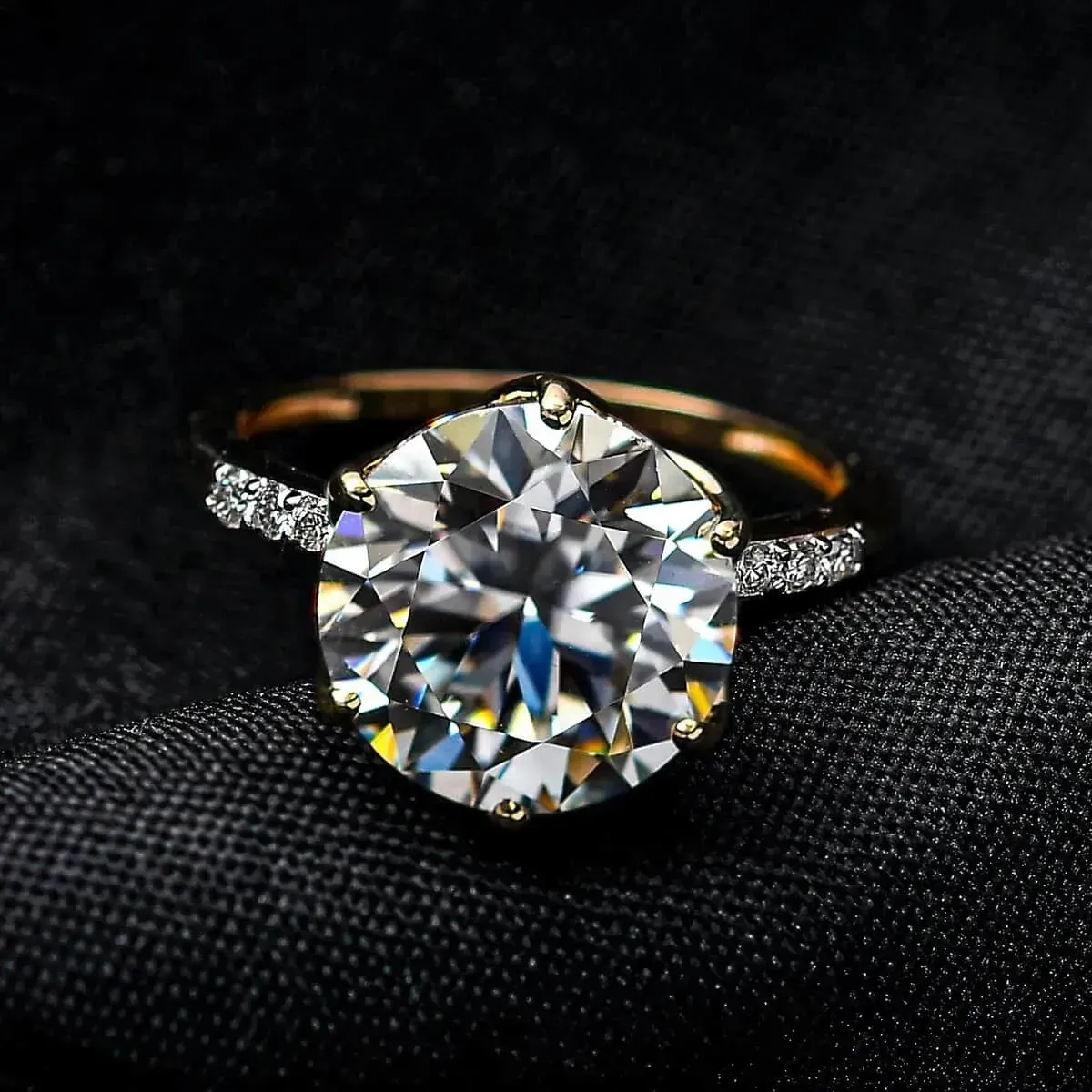 Luxoro 10K Yellow Gold Moissanite Ring, Solitaire Engagement Ring For Women
