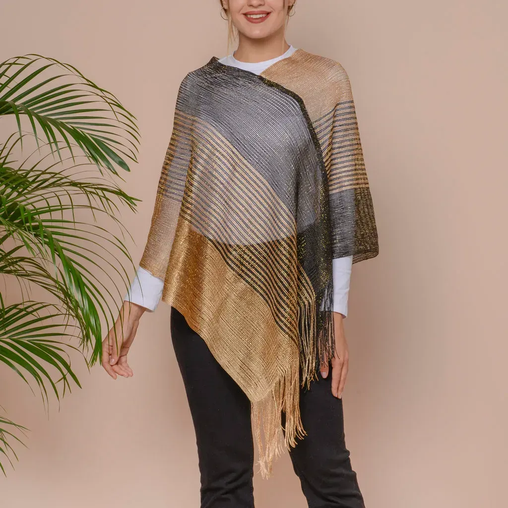 Gold and black poncho.