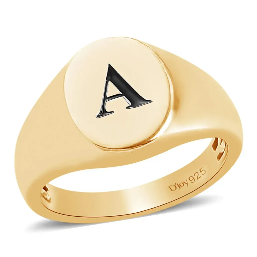 Personalized Men's Ring in Vermeil Yellow Gold Over Sterling Silver 3.80 Grams