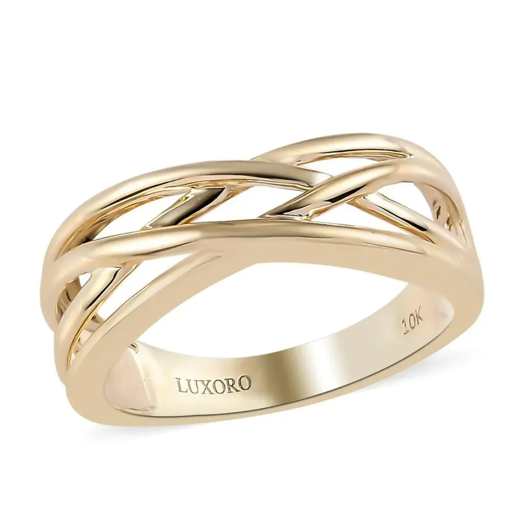 LUXORO Criss Cross Ring in 10K Yellow Gold