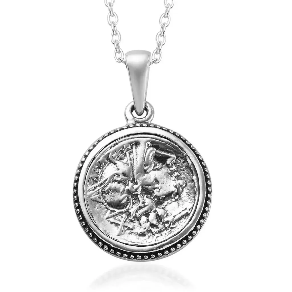 GP Collection coin pendant in sterling silver.