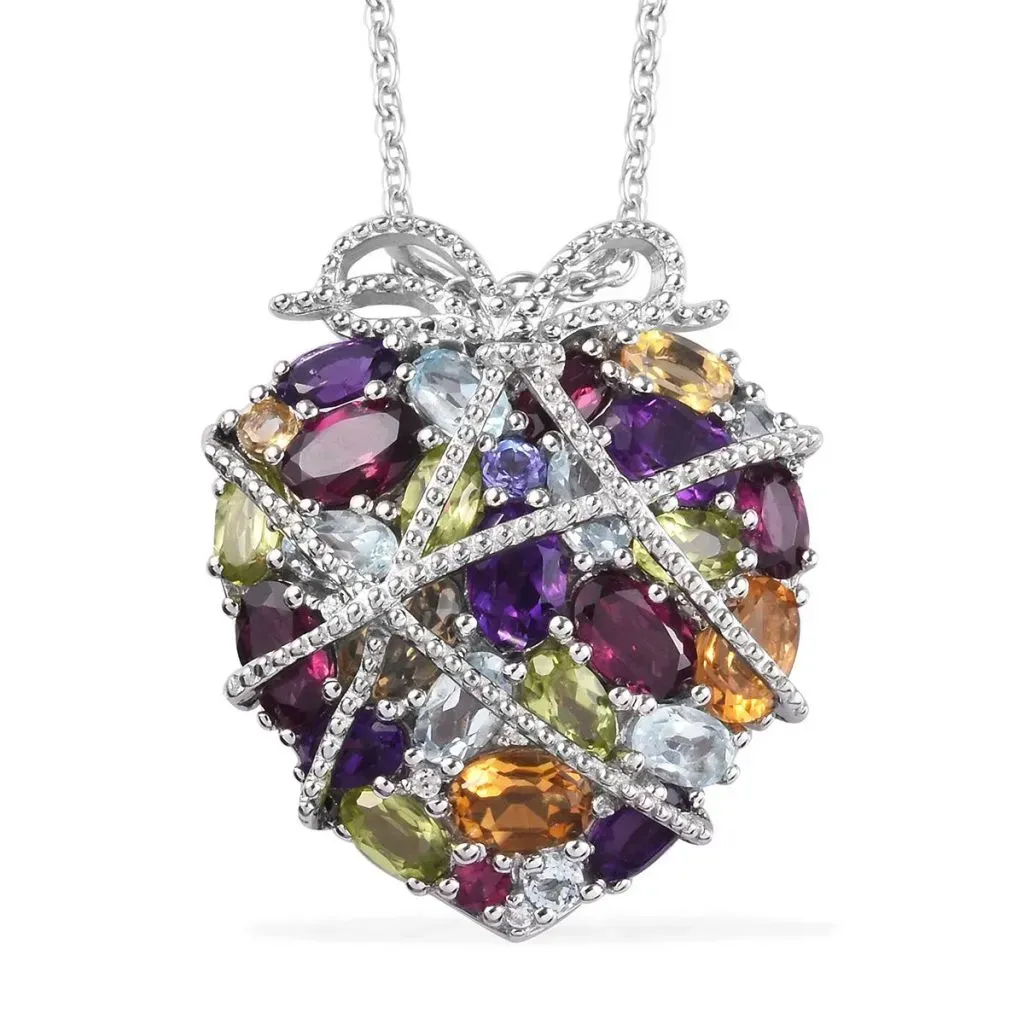 GP Collection multi-gem heart pendant.
