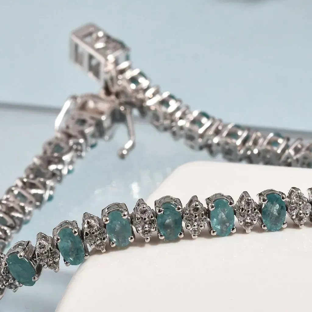 Grandidierite, Zircon Bracelet in Platinum Over Sterling Silver