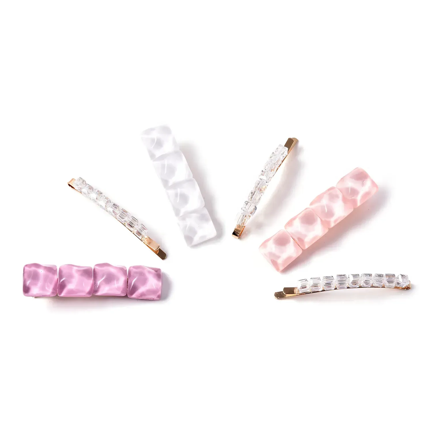 Translucent acrylic hair pins. 