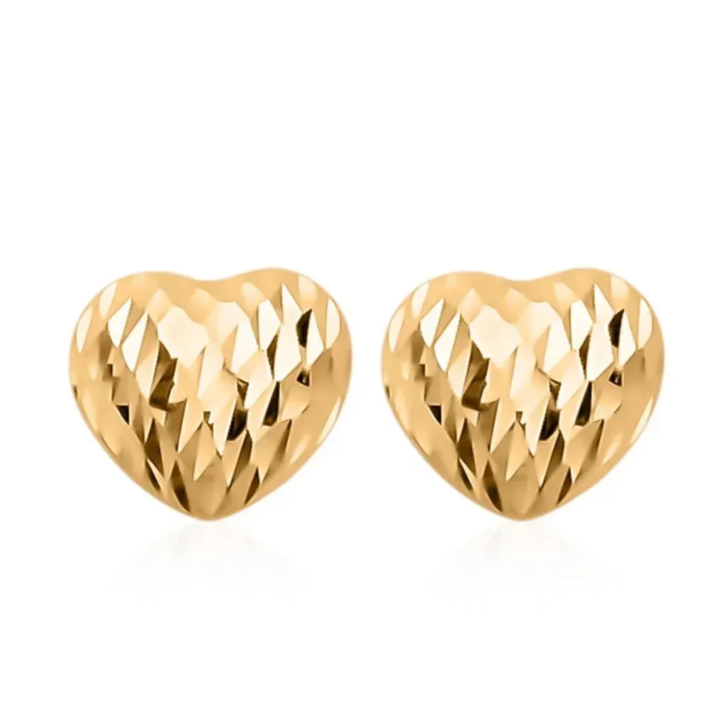 Electroforming Gold Collection 18K Yellow Gold Heart Stud Earrings