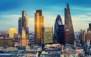 London Business District skyline.