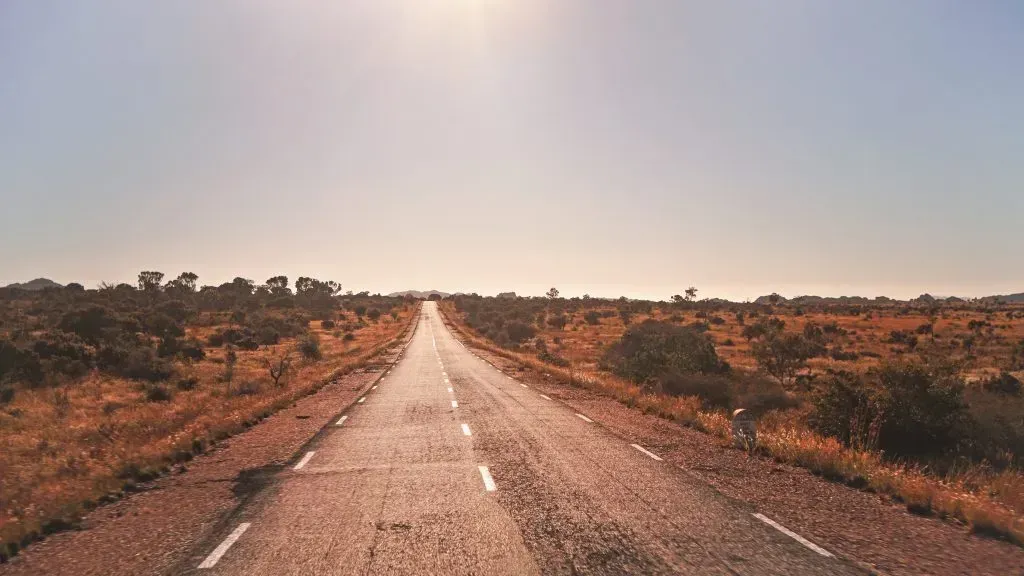 Highway stretching through the desert. 