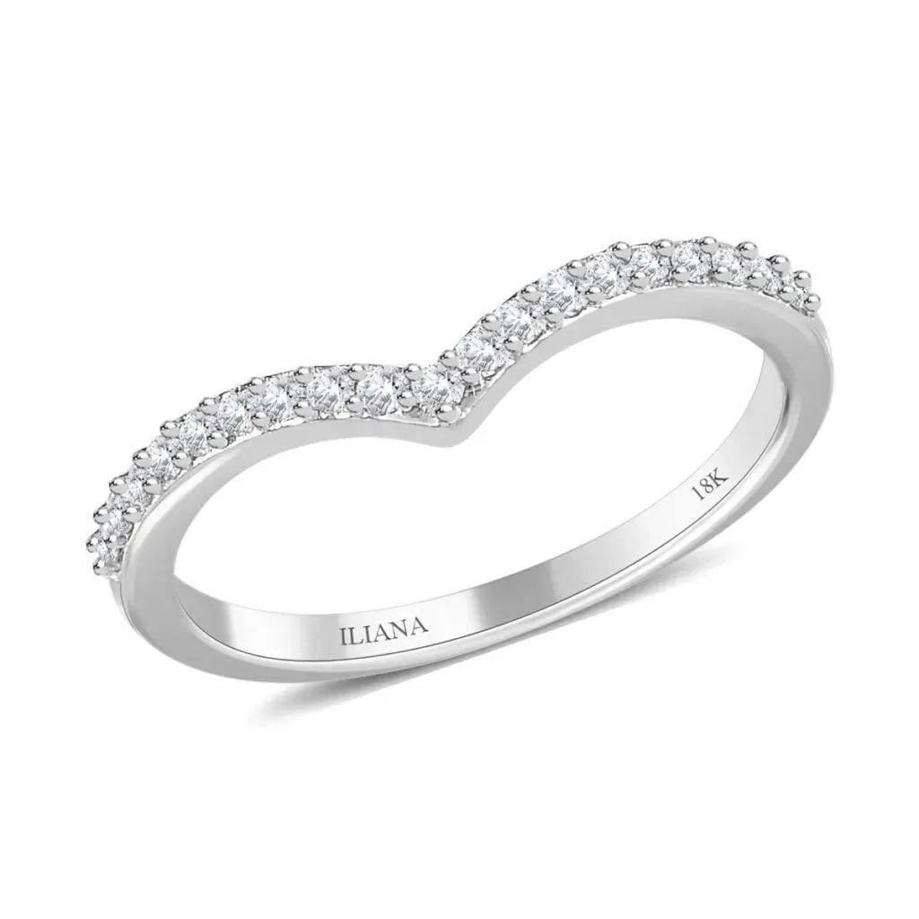 Iliana 18K White Gold G-H SI Diamond Heart Wishbone Ring 0.20 ctw
