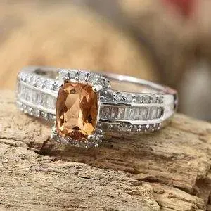 Orange imperial topaz ring in sterling silver. 