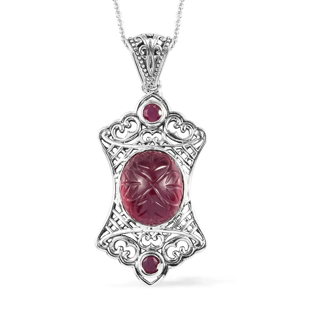 Carved ruby pendant. 