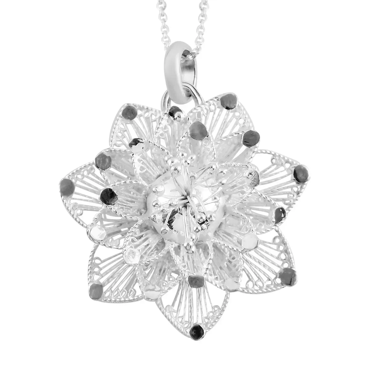 Sterling silver floral pendant. 