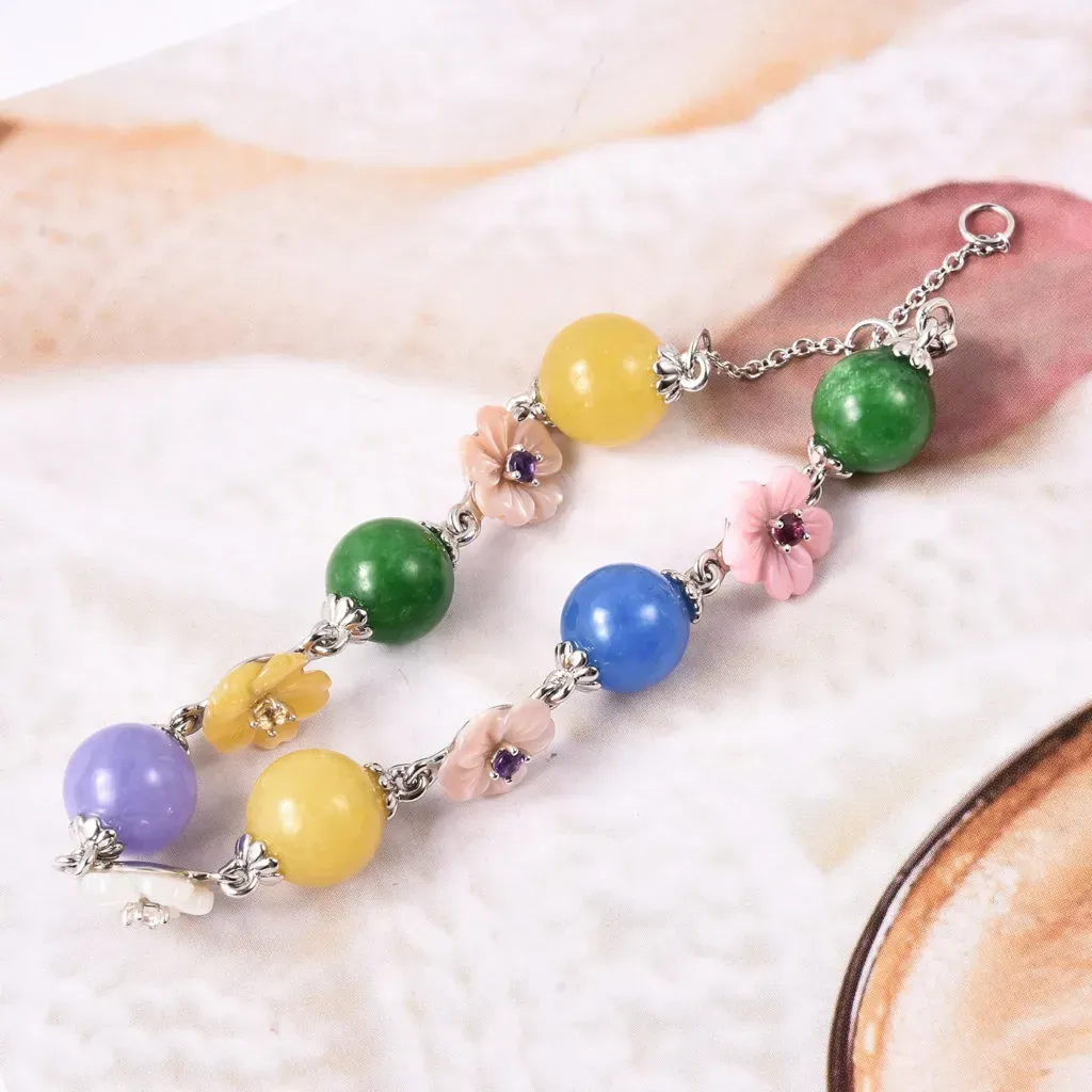 Jardin Collection jade bracelet in sterling silver.