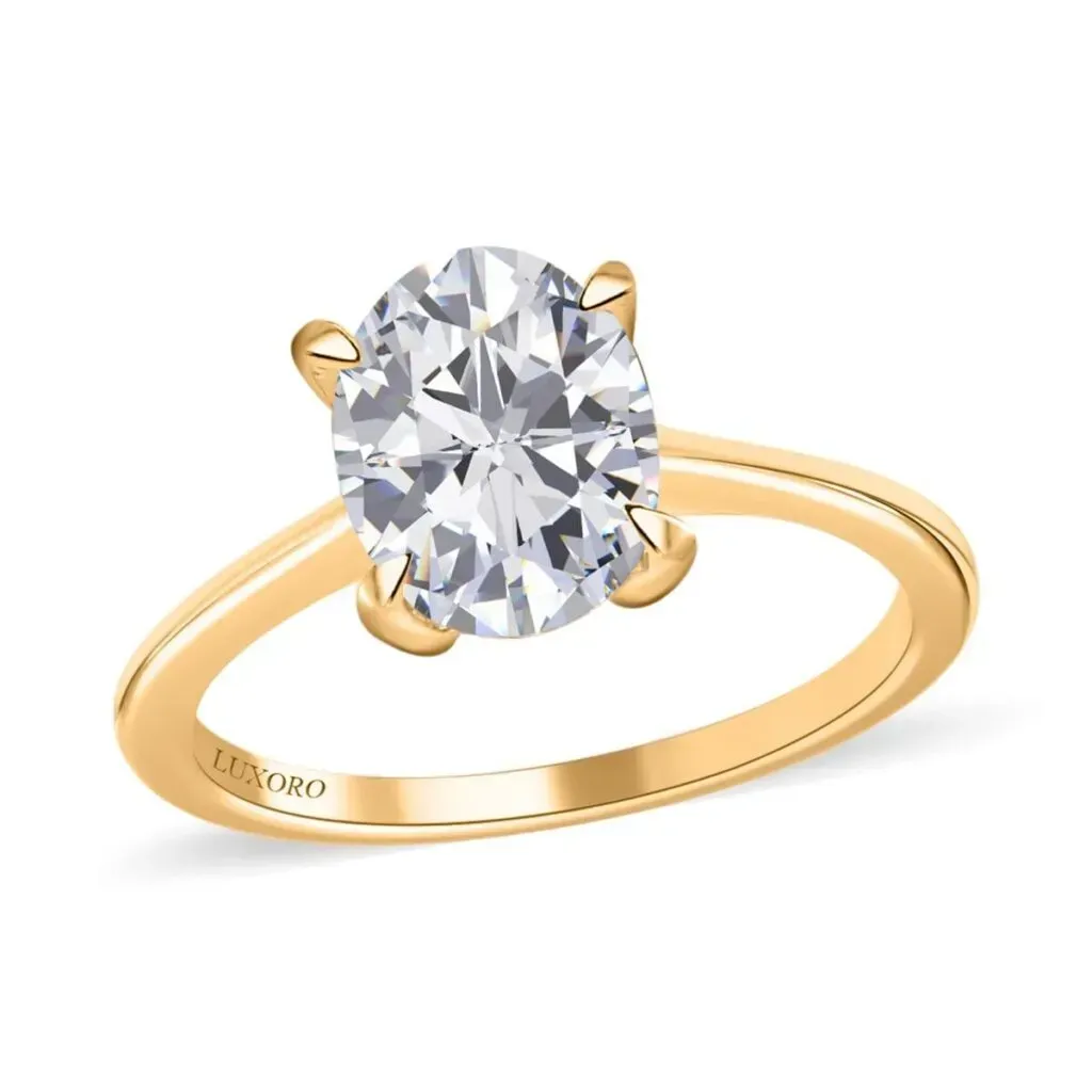 Luxoro 10K Yellow Gold Moissanite Solitaire Ring