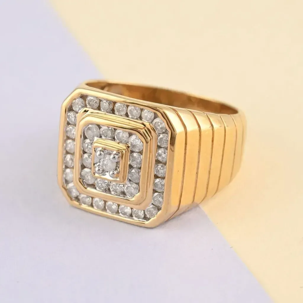Diamond Men's Ring in 14K YG Over Sterling Silver| Diamond Ring| Engagement Rings For Men 1.00 ctw