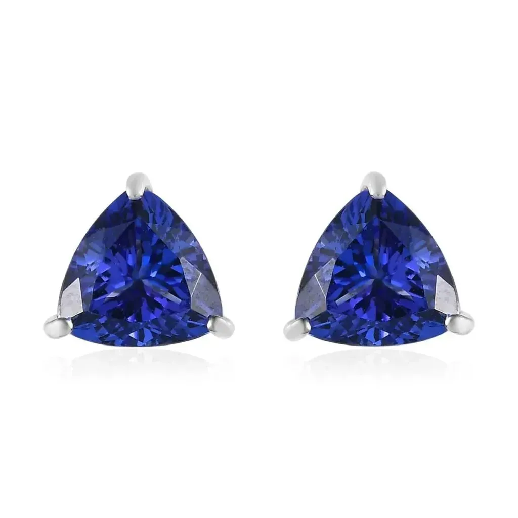 Rhapsody 950 Platinum AAAA Tanzanite Solitaire Stud Earrings| Solitaire Stud|Tanzanite Earrings| Tanzanite Studs |Platinum Earrings 3.00 ctw
