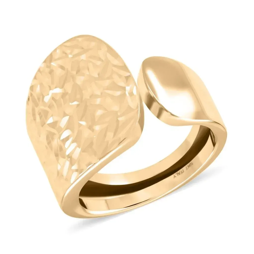 Anello Solido A Gocce Italian 10K Yellow Gold Designer Petal Ring 2.65 Grams