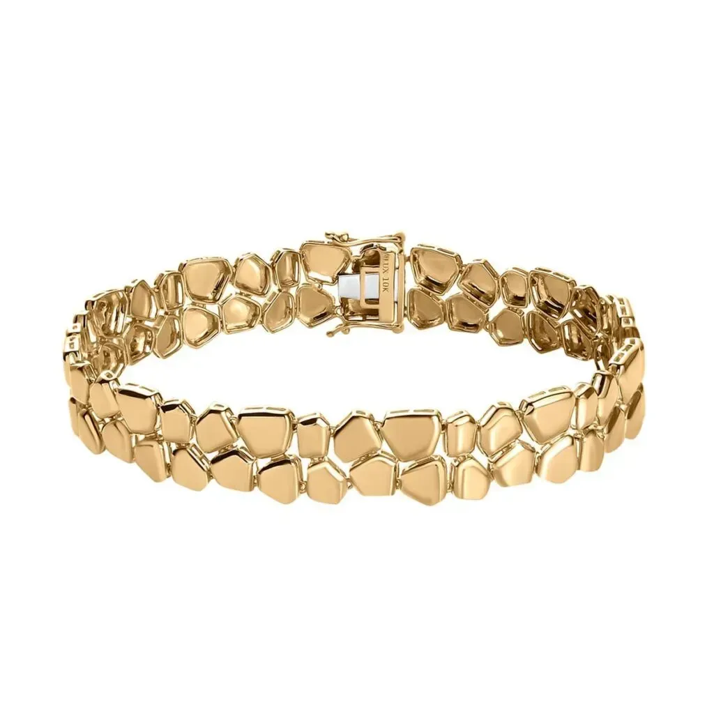 Luxoro 10K Yellow Gold 2 Row Abstract Look Bracelet (7.25 In) 11.50 Grams
