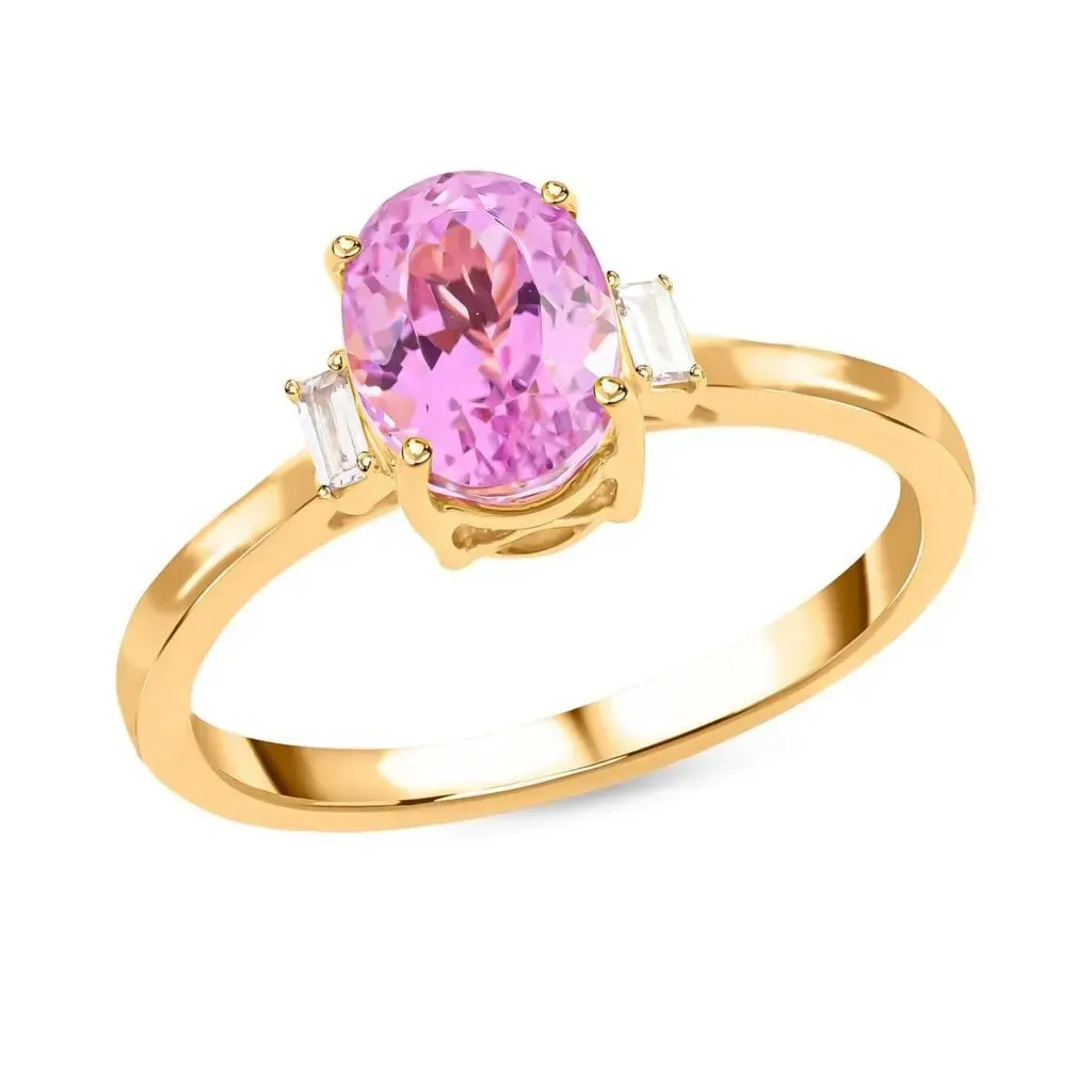 Certified & Appraised Iliana 18K Yellow Gold AAA Patroke Kunzite and G-H SI Diamond Ring 1.75 ctw
