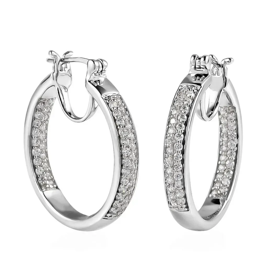 Karis Simulated Diamond Hoop Earrings in Platinum Bond 2.65 ctw