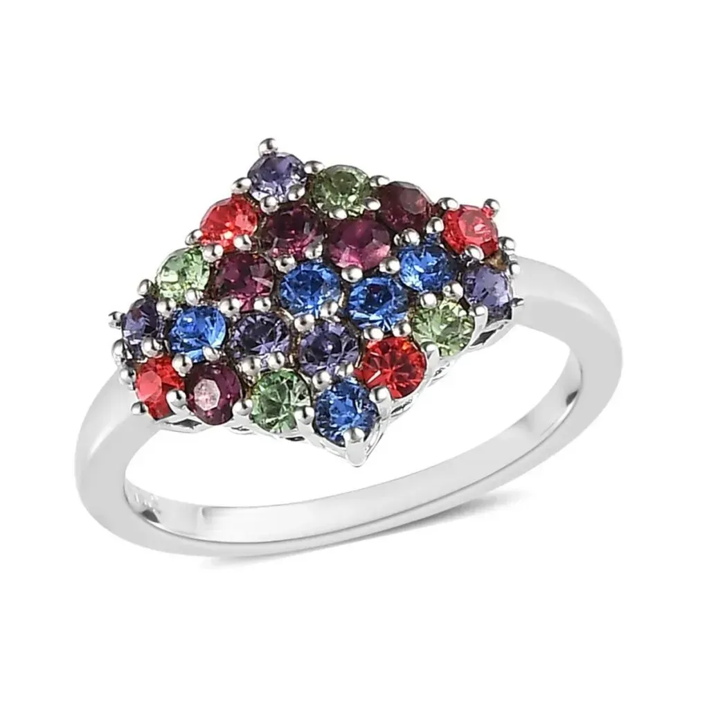 KARIS Multi Color Crystal Ring in Platinum Bond