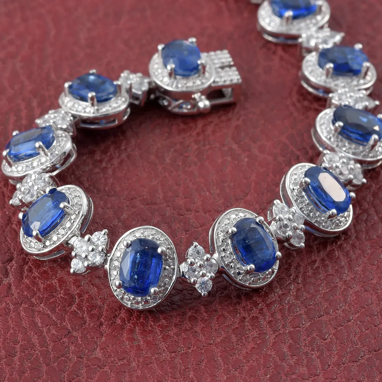 Kyanite, Zircon Bracelet in Platinum Over Sterling Silver