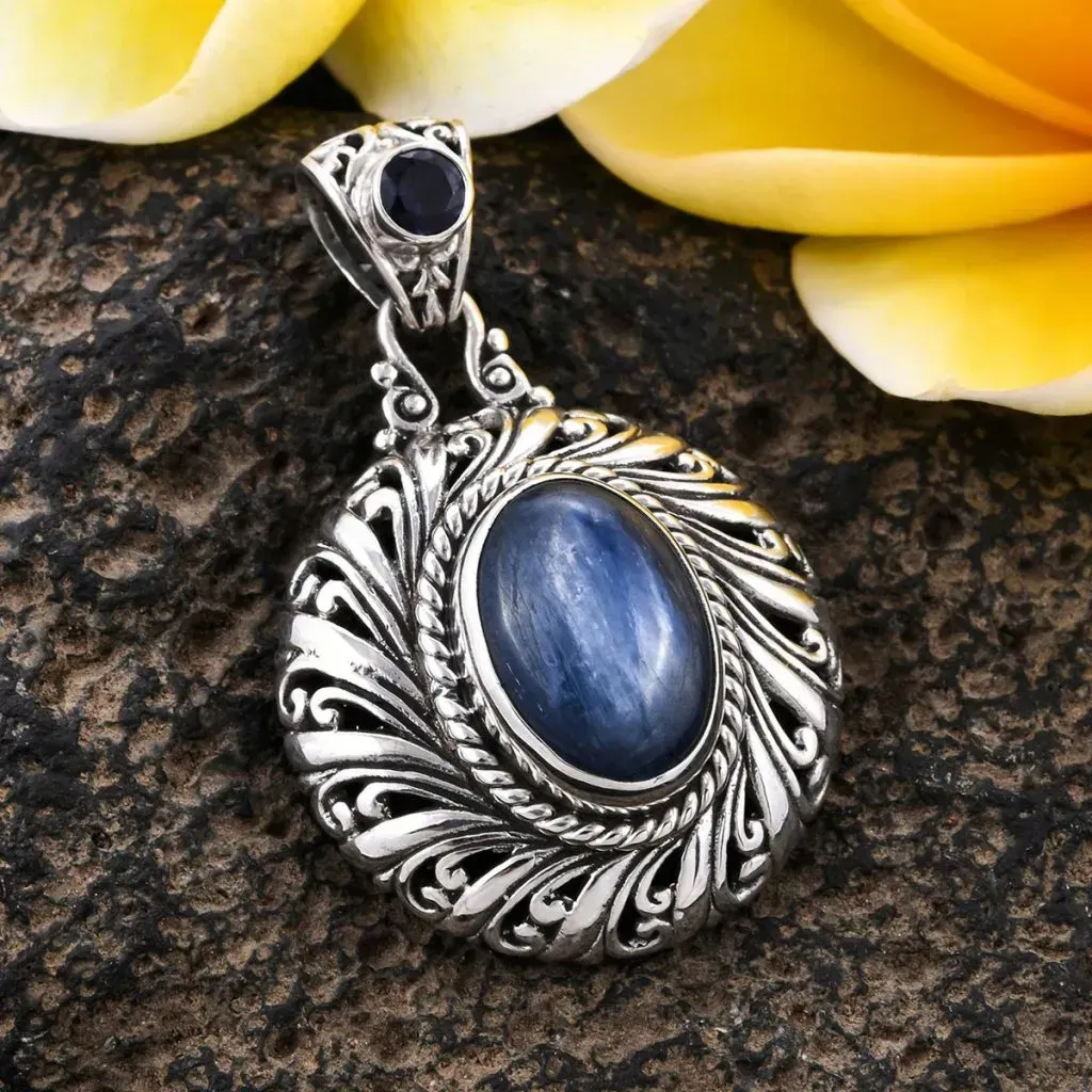BALI LEGACY Kyanite, Catalina Iolite Pendant in Sterling Silver