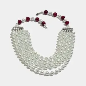 Multi-strand layered necklace.