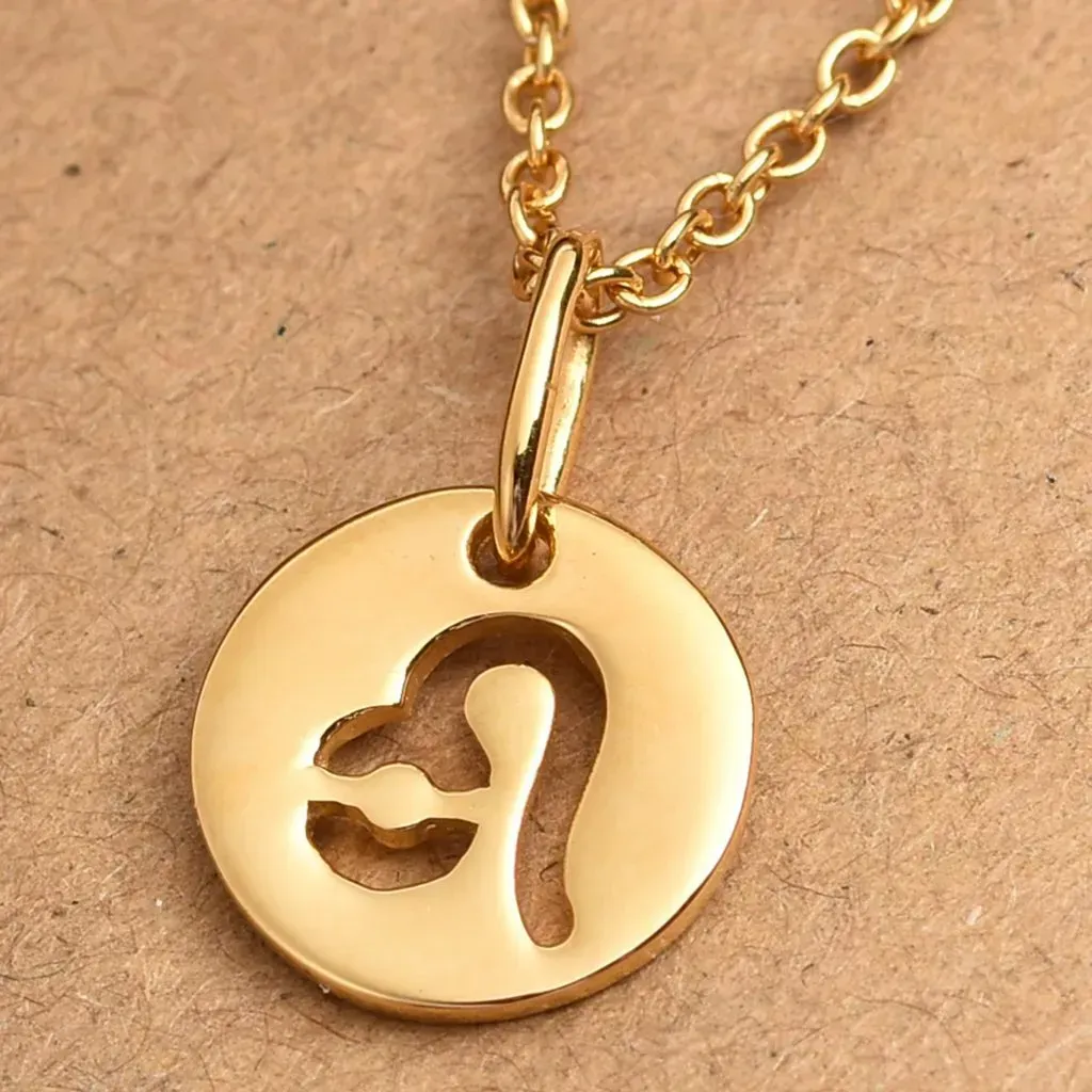 Stainless steel Leo pendant with gold ion plating. 