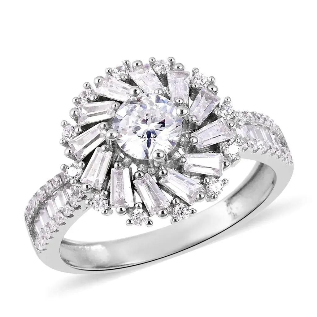 Lustro Stella halo ring in sterling silver. 