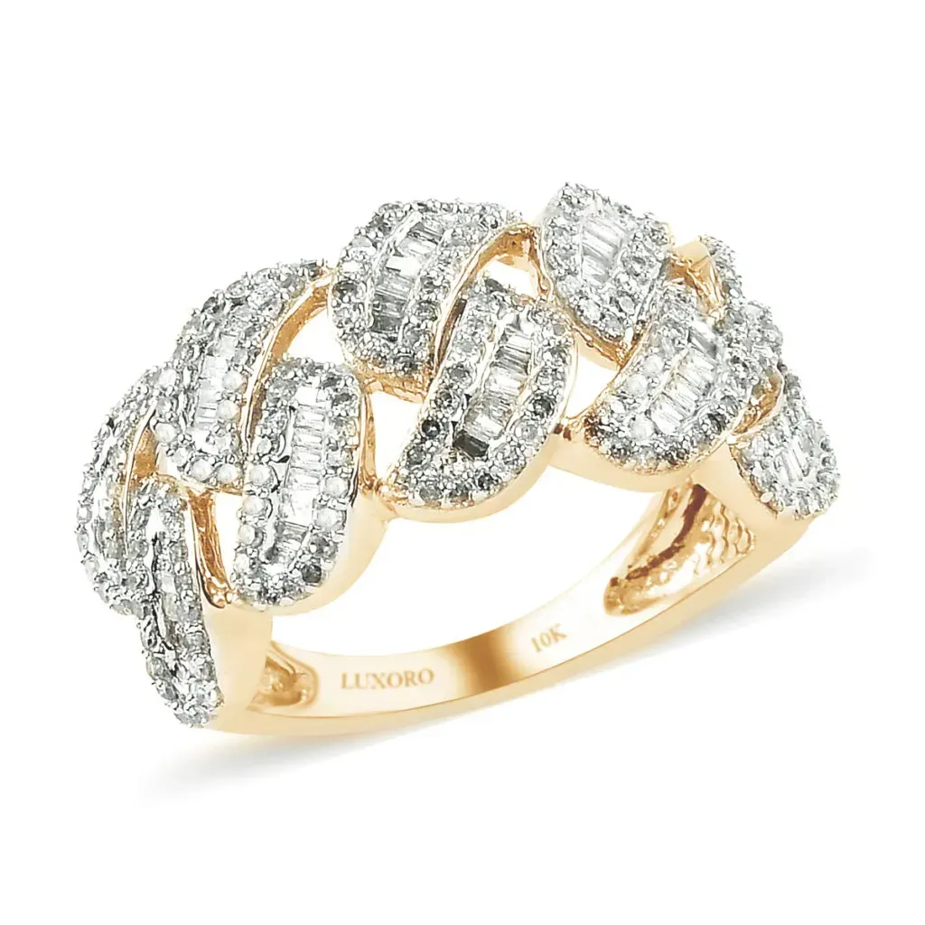 LUXORO 10K Yellow Gold G-H I3 Diamond Fancy Ring 4.50 Grams 1.00 ctw