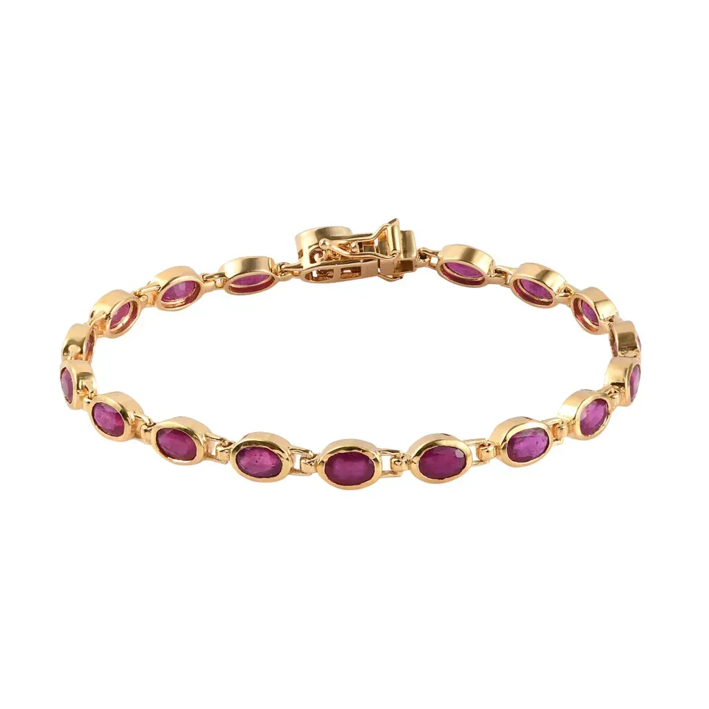 Niassa Ruby Link Bracelet in Vermeil Yellow Gold Over Sterling Silver