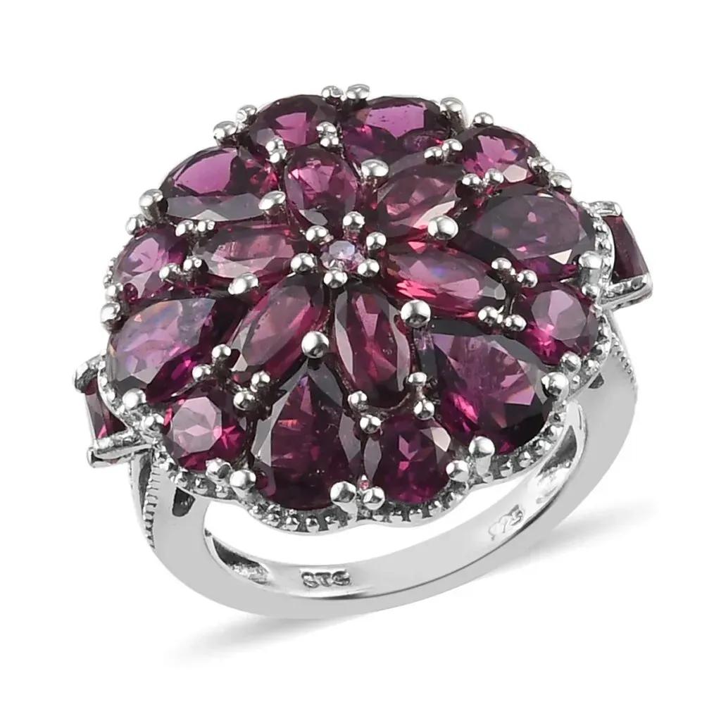 Orissa Rhodolite Garnet Ring in Platinum Over Sterling Silver