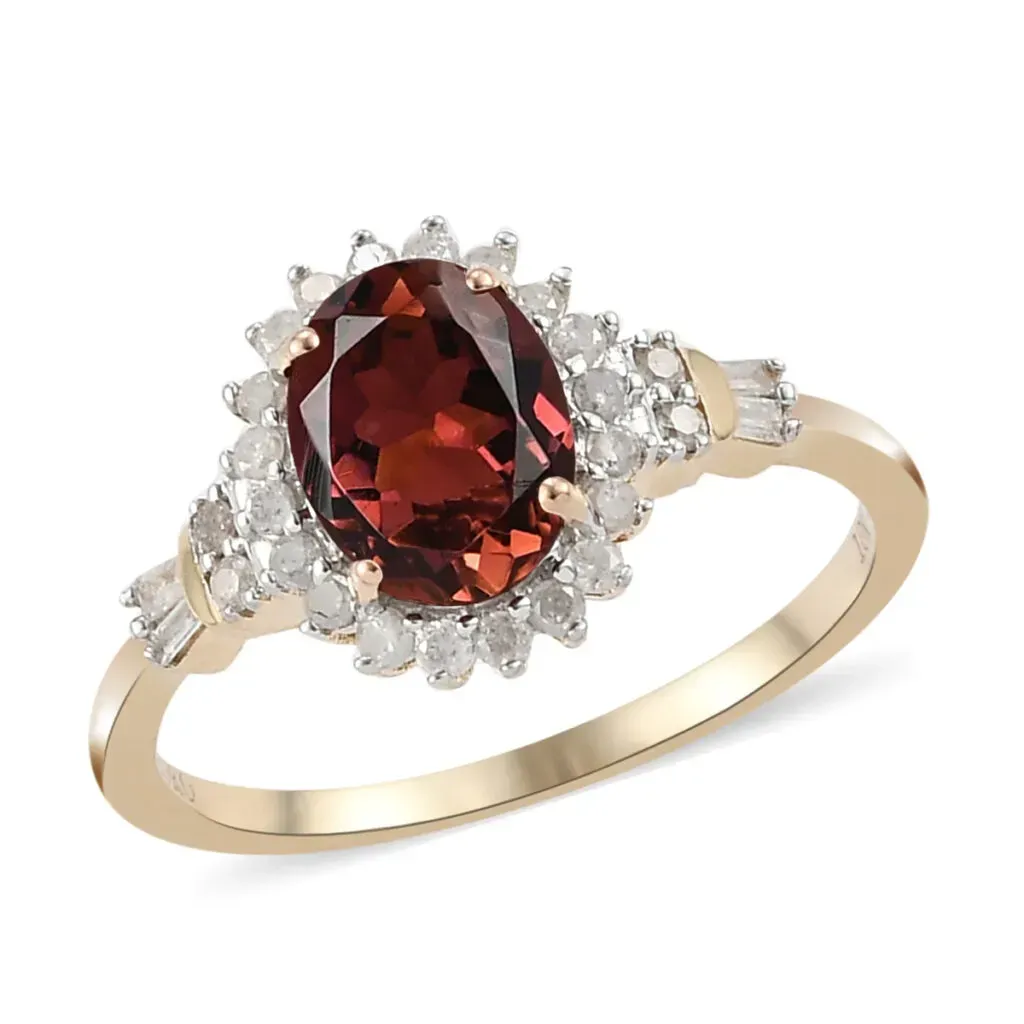 LUXORO 10K Yellow Gold AAA Morro Redondo Pink Tourmaline and Diamond Ring
