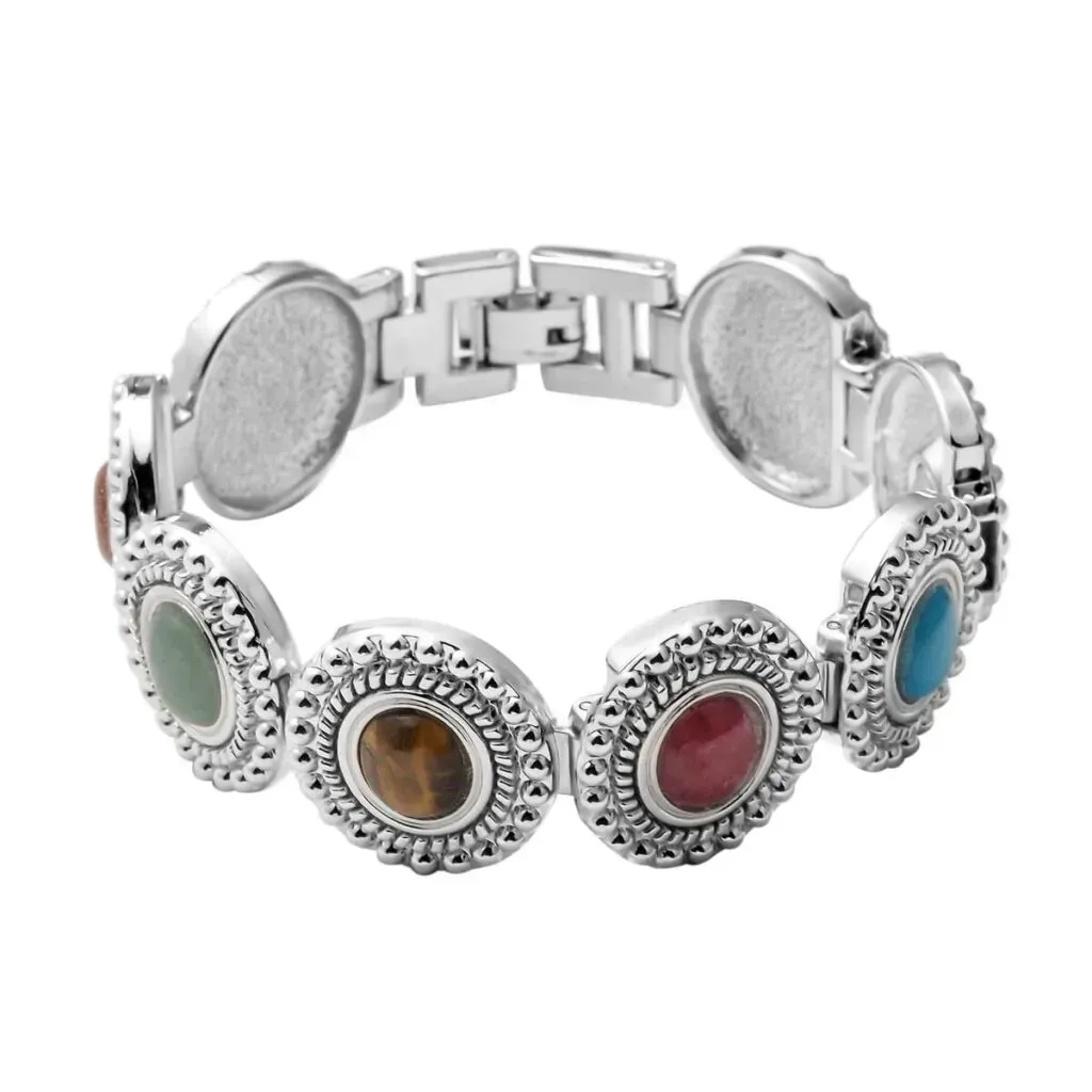Magnetic By Design Multi Gemstone Bracelet in Silvertone (7.25 In) 20.00 ctw